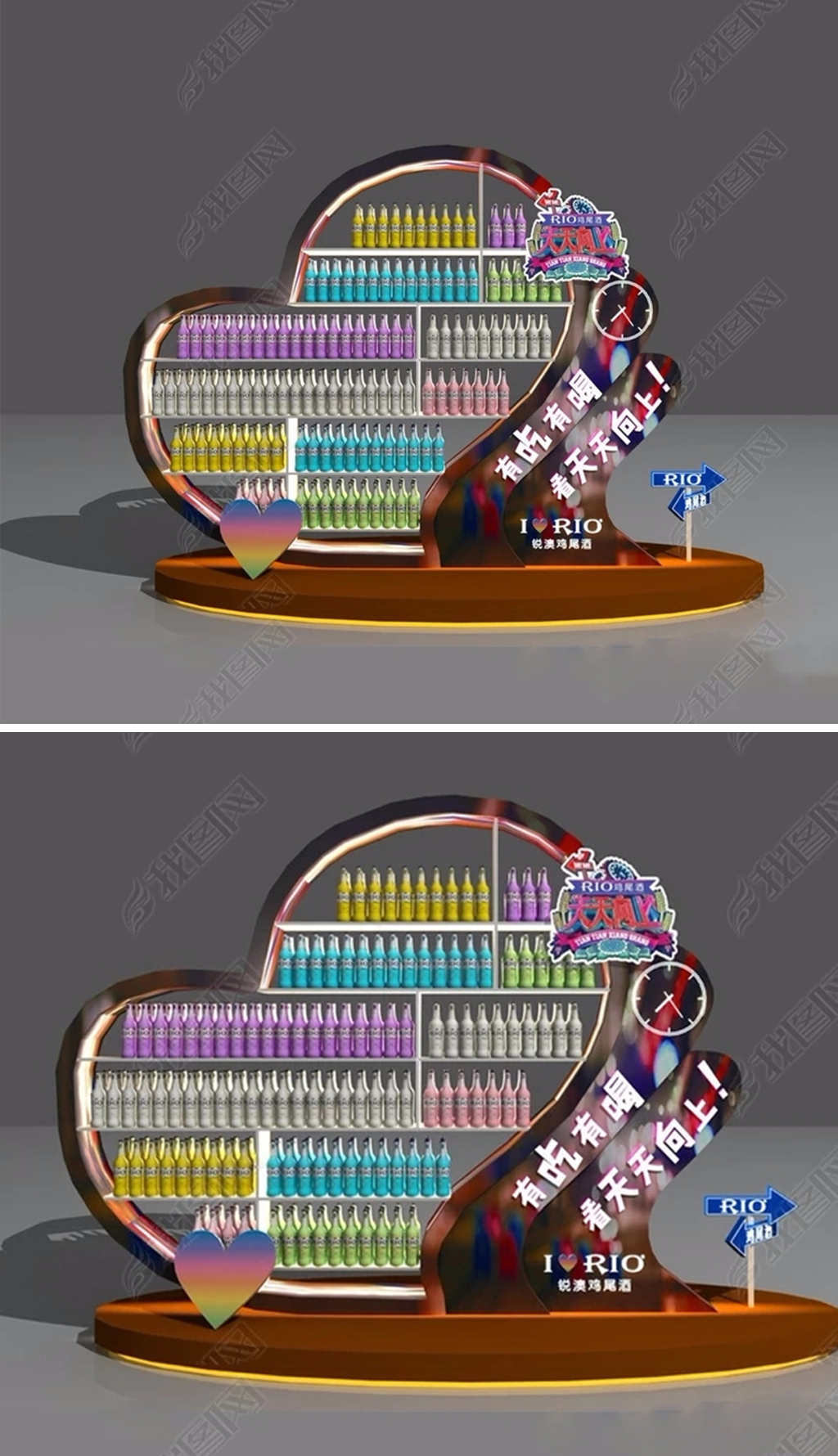 原创RIO鸡尾酒品牌形象产品美陈3D模型-版权可商用