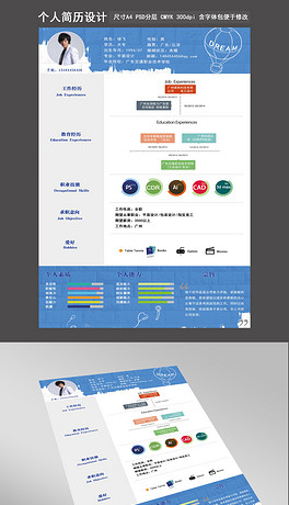 设计师个人简历创意手绘简历微立体卡通清新