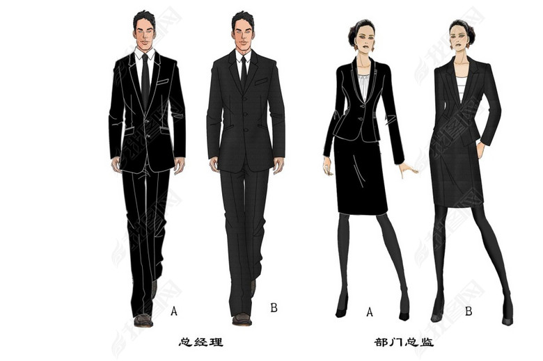 行政西装西服文员酒店服装设计图(图片编号:1