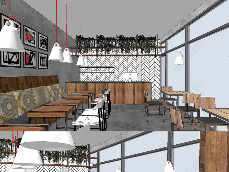 小型咖啡厅室内设计SU模型(图片编号:168980