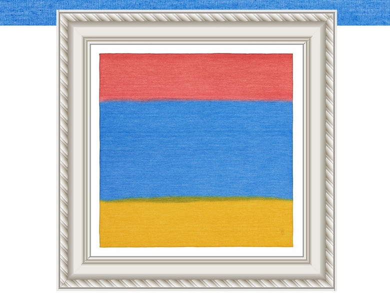 简约红蓝黄颜色色块无框画玄关装饰挂画(图片