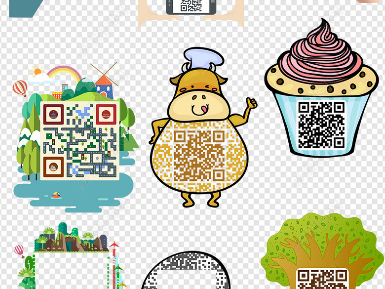 40款创意二维码微信扫码关注公众号素材图片