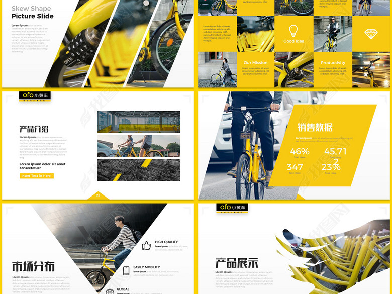 OFO小黄车单车共享单车膜拜哈喽单车PPT模