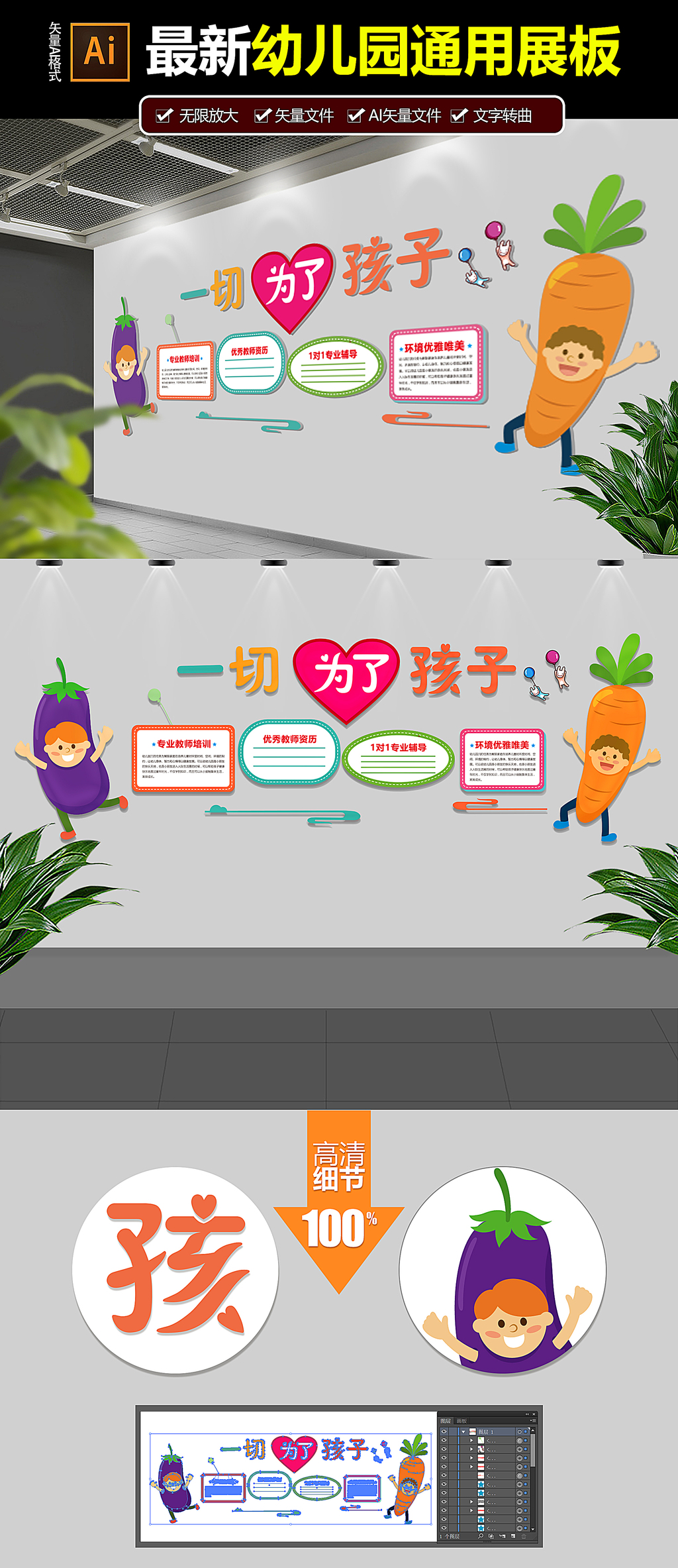 2017儿童幼儿园教育文化墙形象墙
