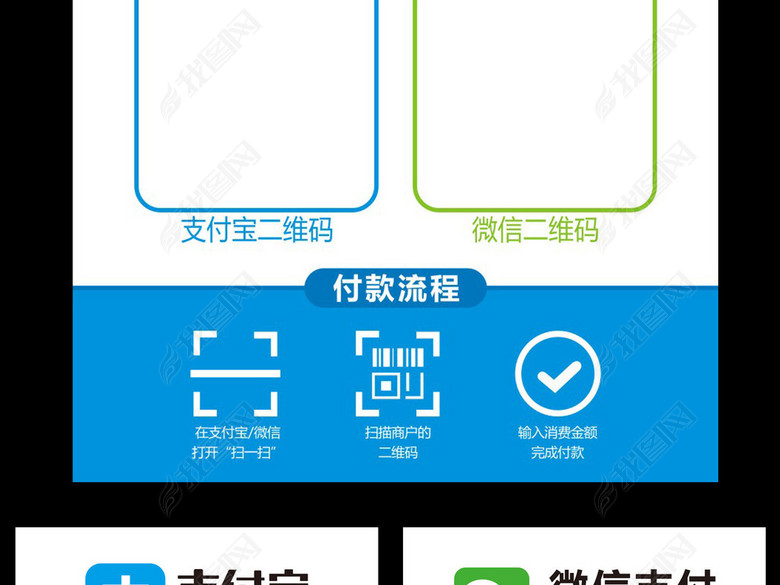 超市商店支付宝微信支付二维码收款码模板(图