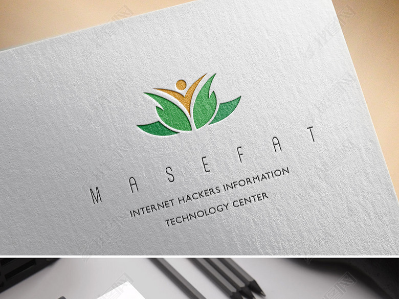 唯美绿叶小人logo拥抱团结品牌标志设计(图片