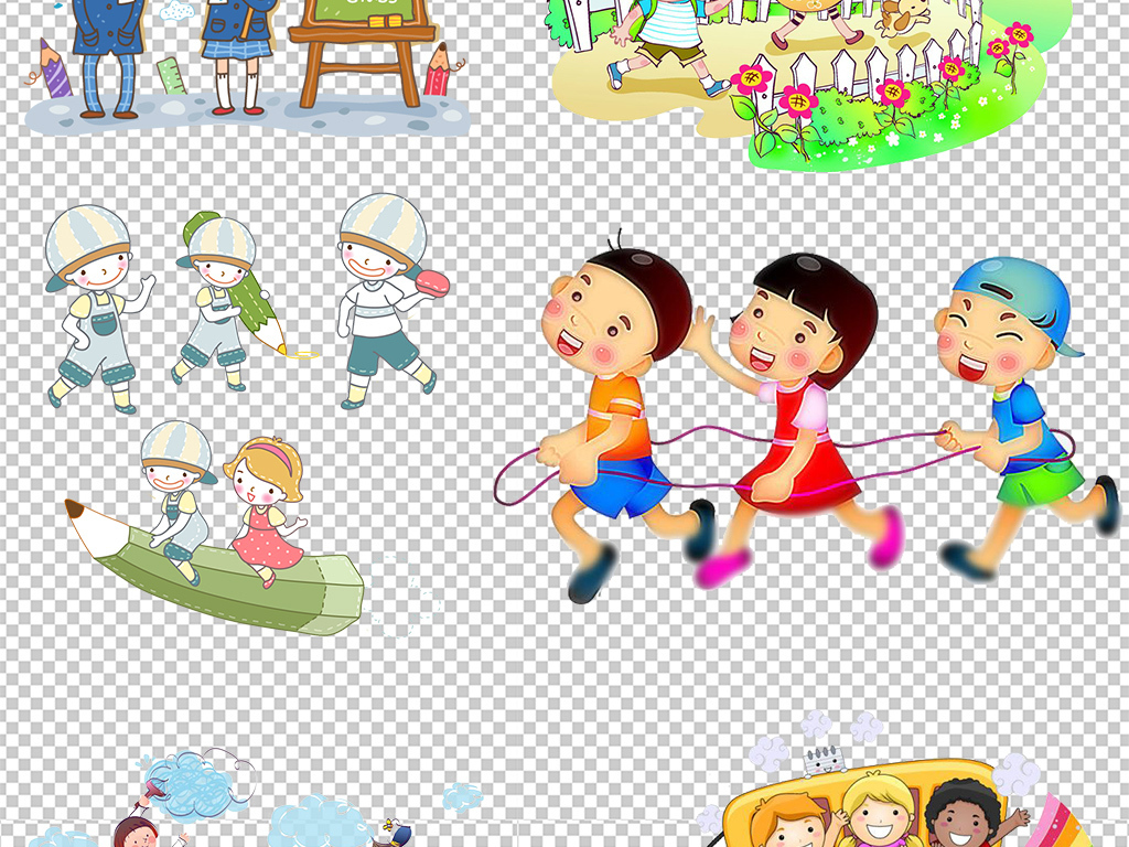卡通儿童小孩小学生幼儿学习开学图片.