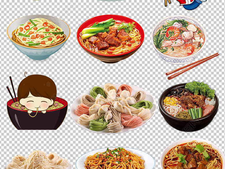 美味面条米粉拉面PNG素材集合图片下载psd素