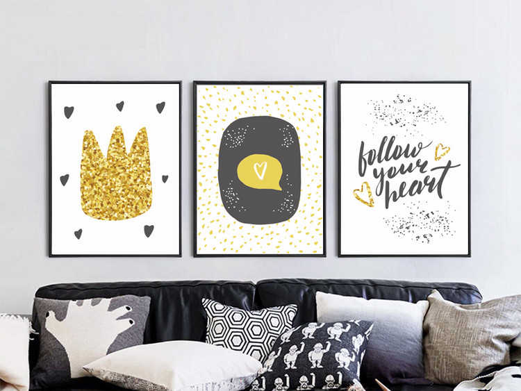 北欧家居风格黑白照片墙组合金色英文字母