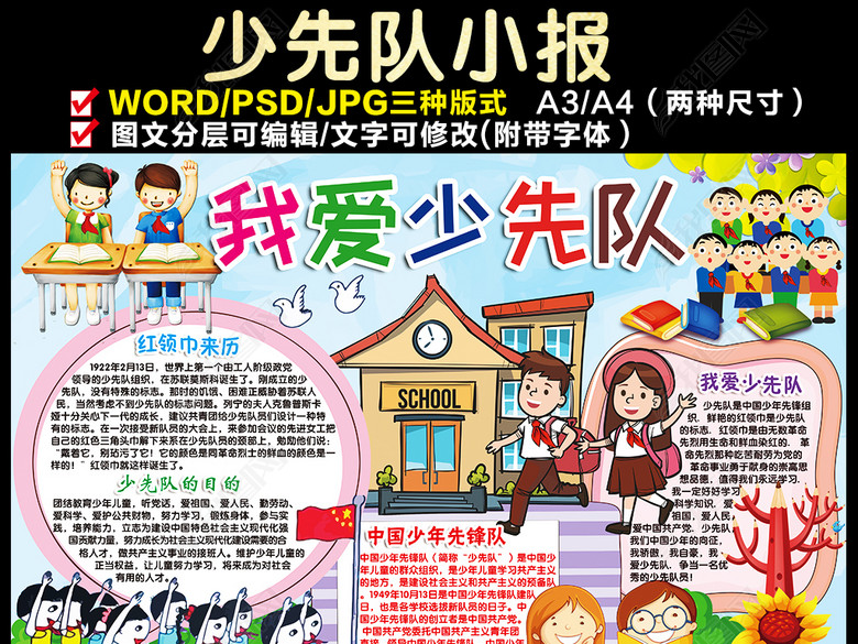 少先队小报红领巾相约中国梦手抄小报素材图片