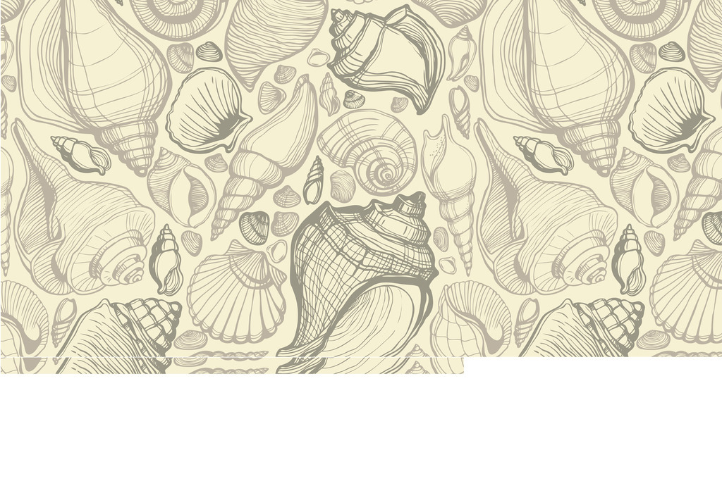 欧式手绘海螺贝壳素描背景墙