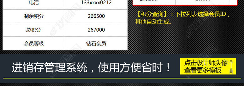 百货超市商品进销存出入库管理系统会员积分图