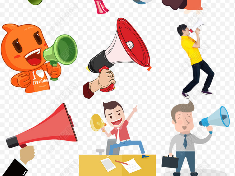 大喇叭拿喇叭促销呐喊的人PNG透明免扣图片