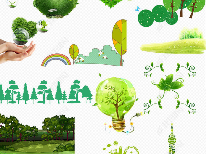 环保小报绿色节能手抄报低碳生活PNG图片下