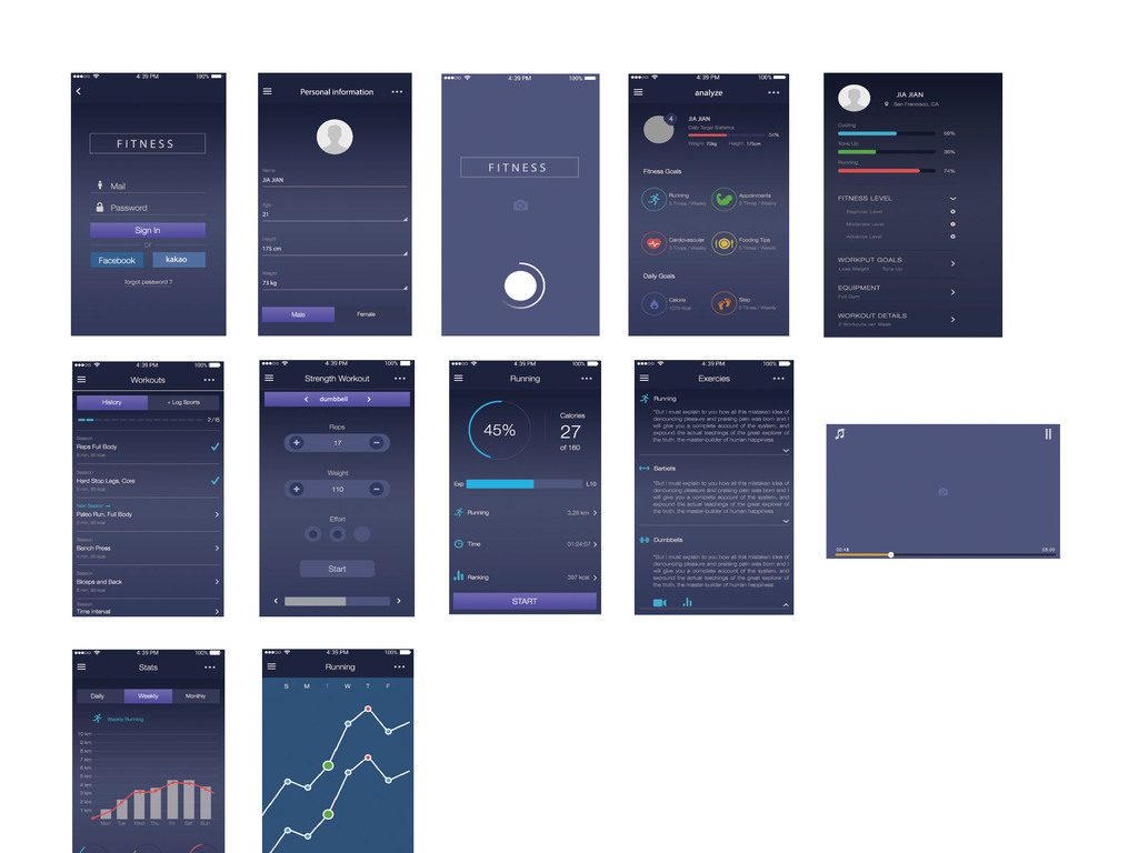 工作室健身房线上活动主题APP推广界面设计