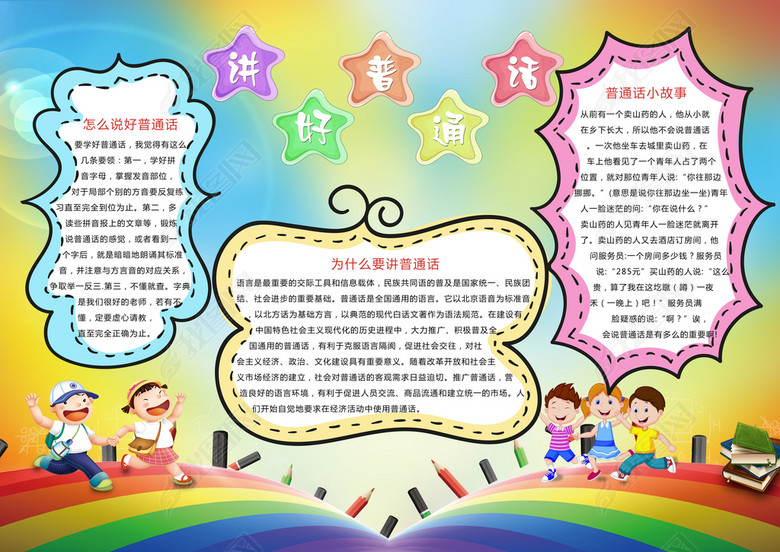 中小学生推广普通话小报语言文明礼仪手抄报图