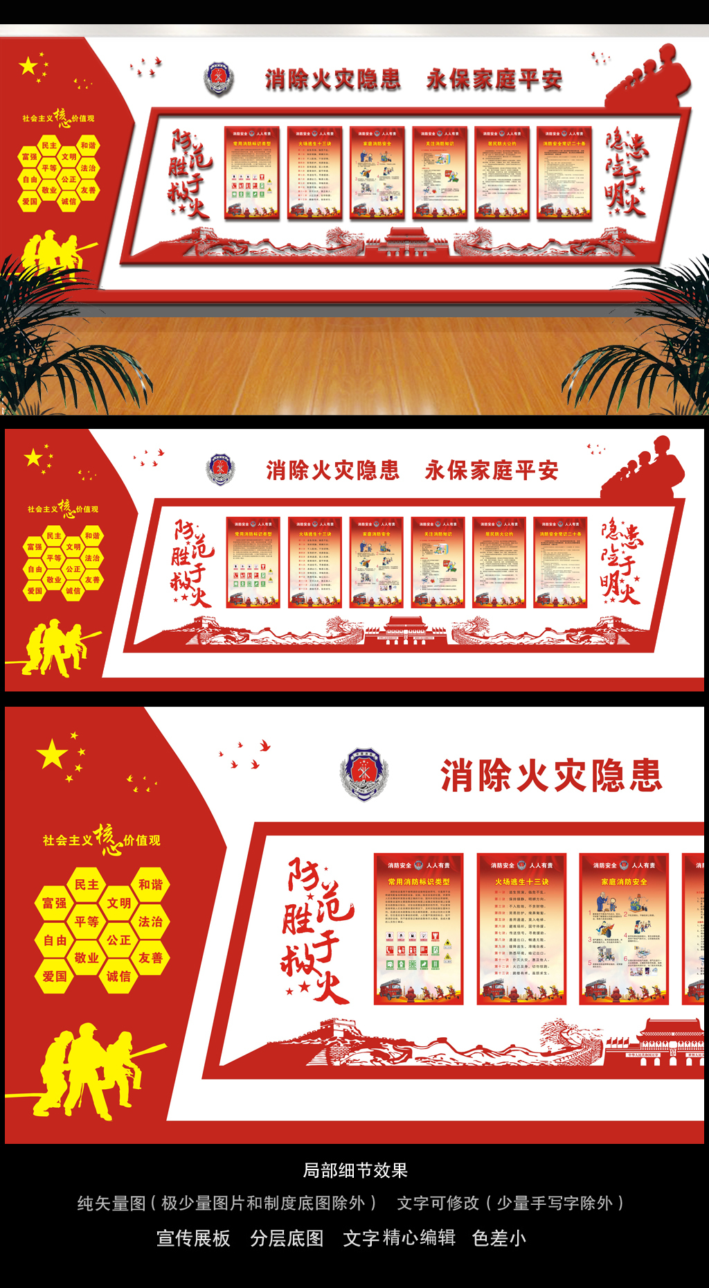 清除火灾隐患永保家庭平安消防文化墙