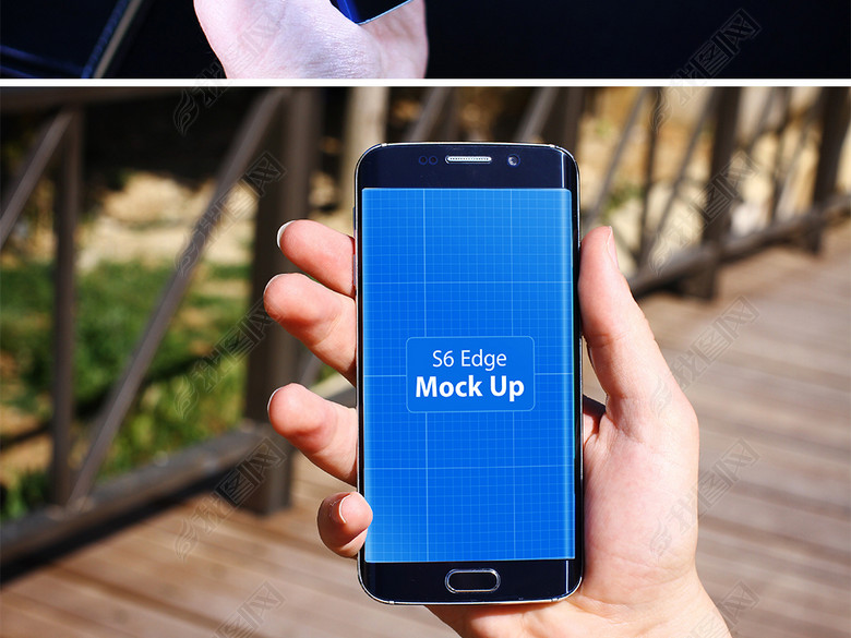 手持三星S6智能手机UI样机模板图片下载psd素