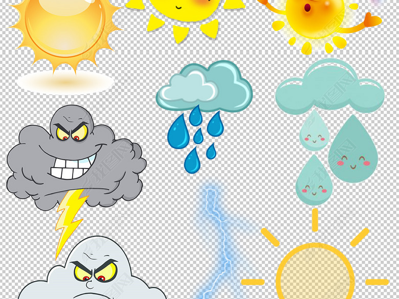 卡通天气预报闪电雷电电击符号png素材图片下