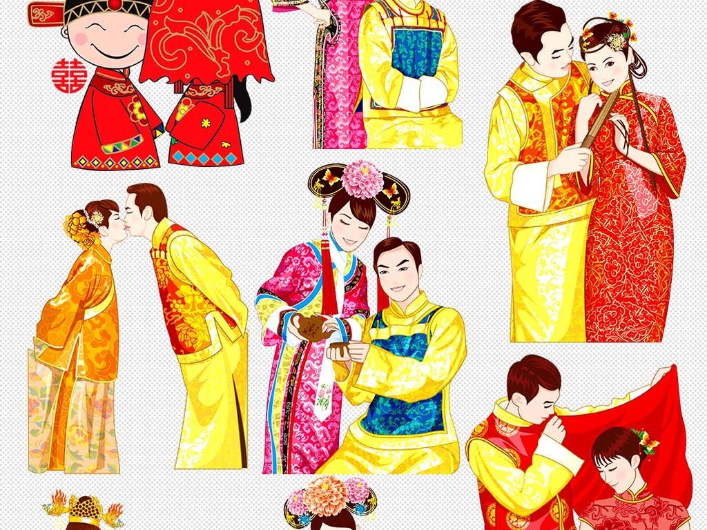 中式婚纱动漫_中式婚纱情侣头像动漫(3)