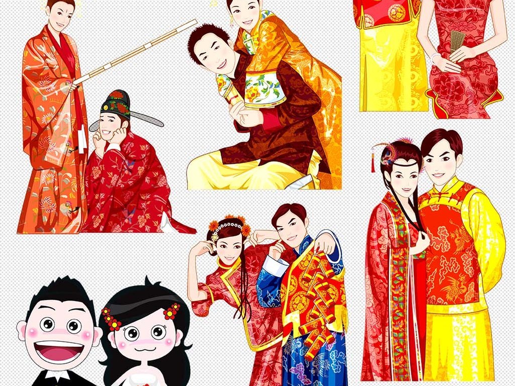 中式婚纱动漫_中式婚纱情侣头像动漫(2)