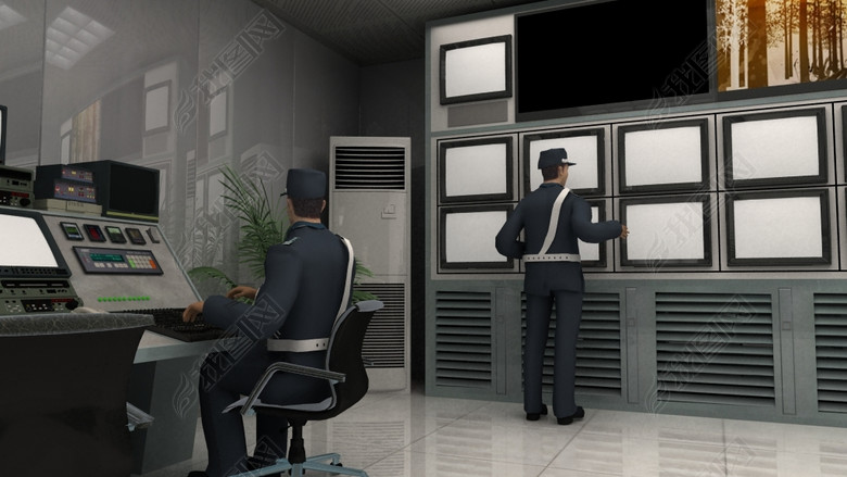 3d保安监控室【完整渲染场景+人物动画】图片