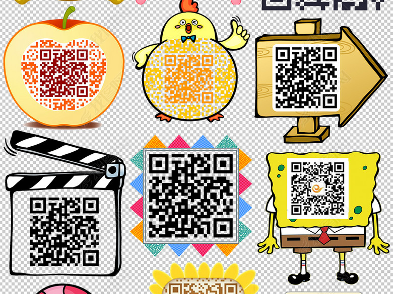 创意二维码微信扫码关注公众号PNG图形图片