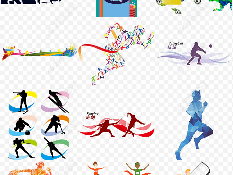 2017奔跑吧人物剪影运动海报png素材图片下载