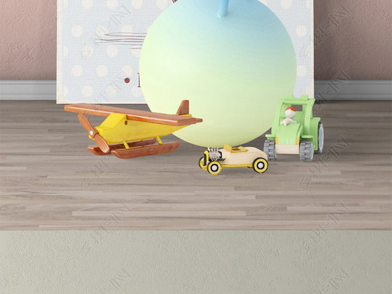 自定义多场景儿童房背景墙高端套装样机模板图