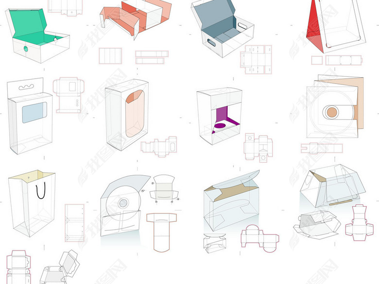 产品包装盒展开图设计图纸图片下载ai素材