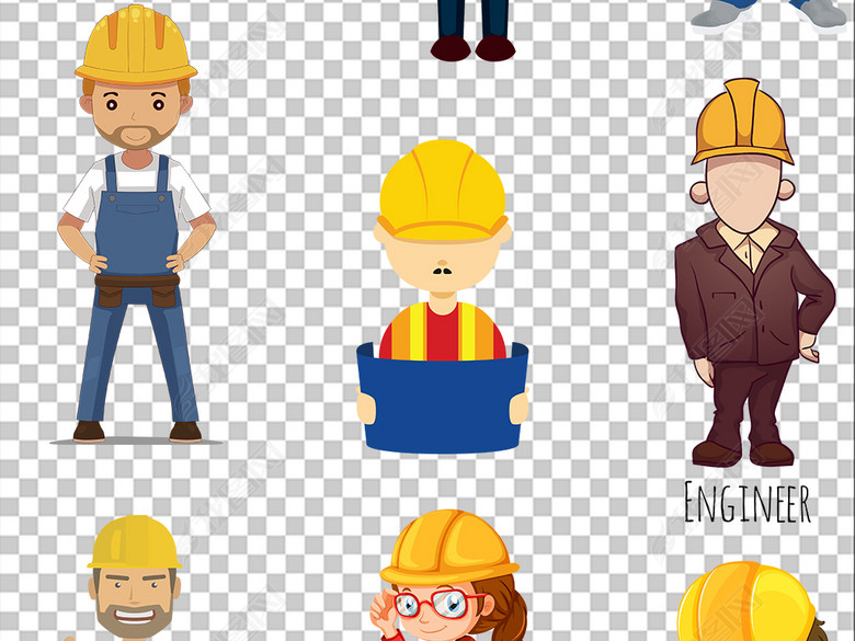 多款卡通建筑水电工程师人物设计素材图片下载