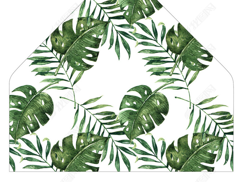 清新文艺森系手绘婚礼婚宴贺卡请柬ps模板(图