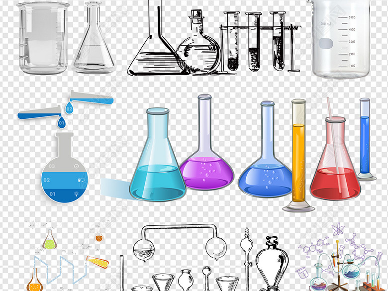 化学实验仪器分子医疗科技化学仪器png素材图