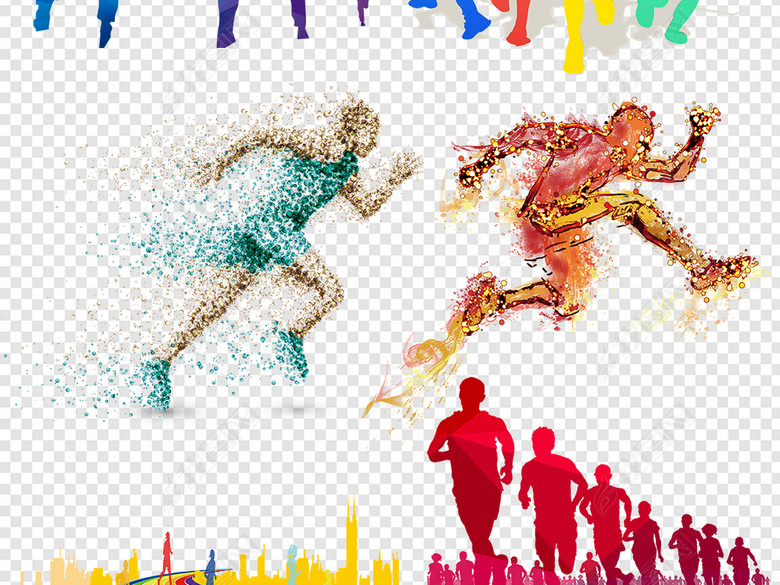 奔跑吧人物剪影运动会励志海报素材图片下载p