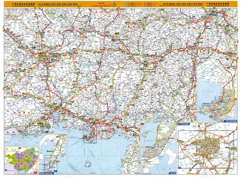 广西东南部交通地图(南宁北海玉林梧州等)(图片