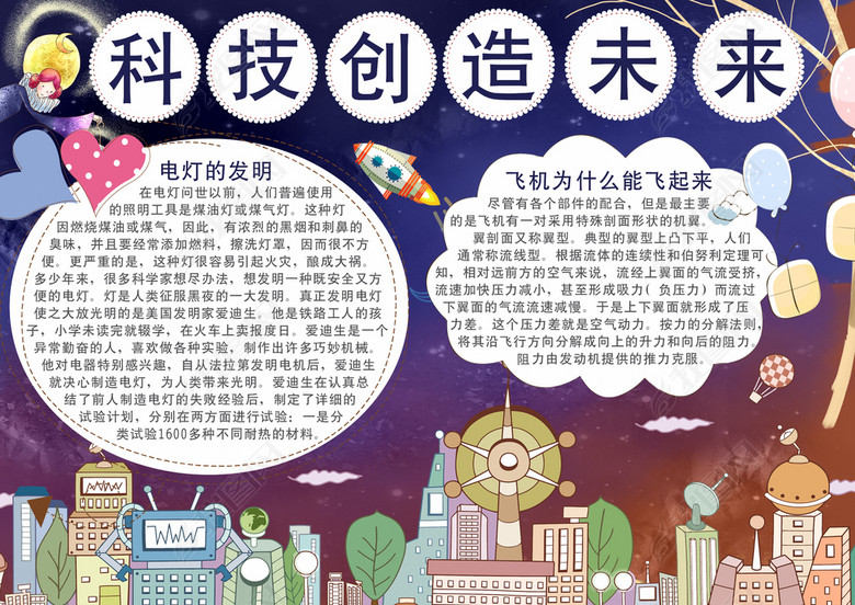 C科技创造未来小报小学生科普科技手抄报电子