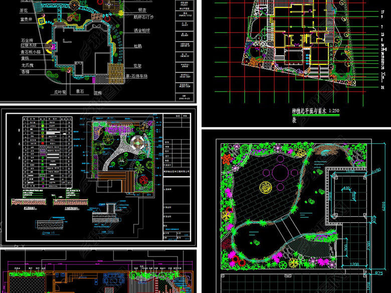 别墅庭院私家花园景观设计CAD平面图图片下