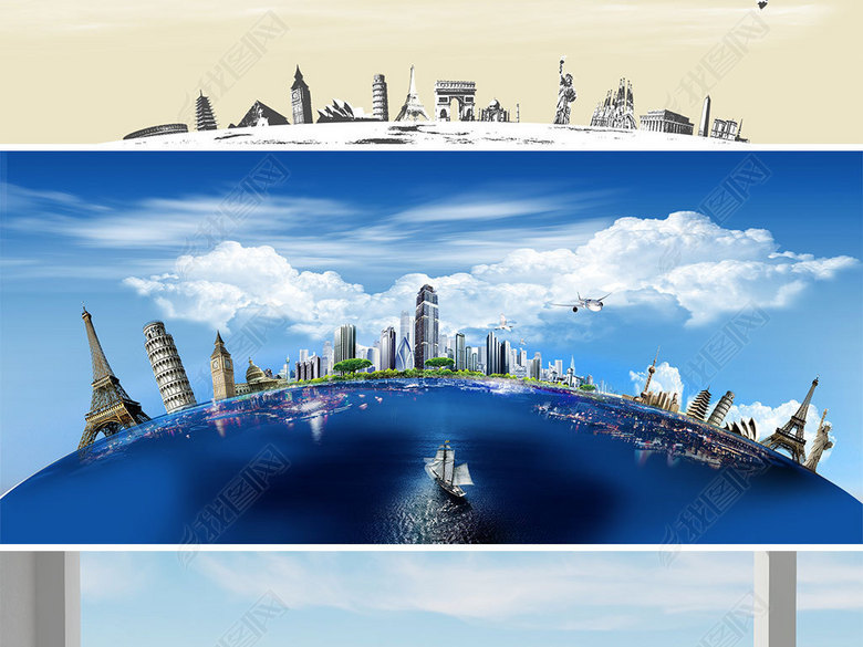 出国游旅行旅游建筑宣传海报设计图片下载tif不
