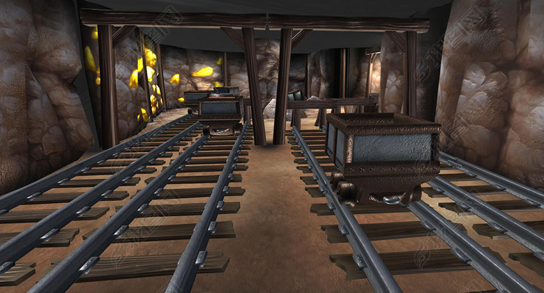 金矿井采矿场矿井采煤场煤矿通道矿车铁轨图片