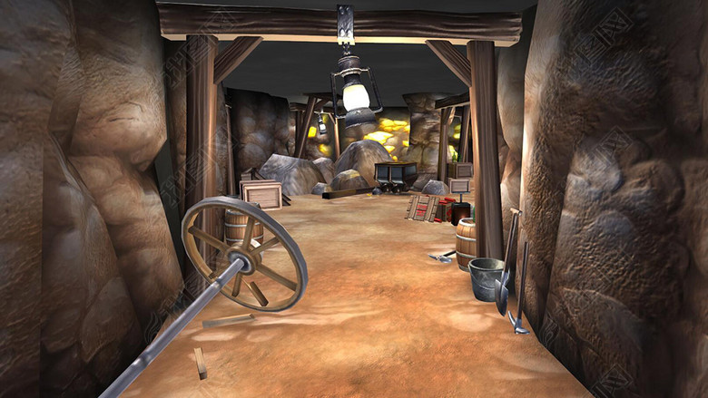 金矿井采矿场矿井采煤场煤矿通道矿车铁轨图片