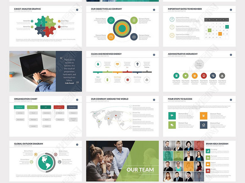 时尚多图标项目介绍PPT模板(120页)(图片编号