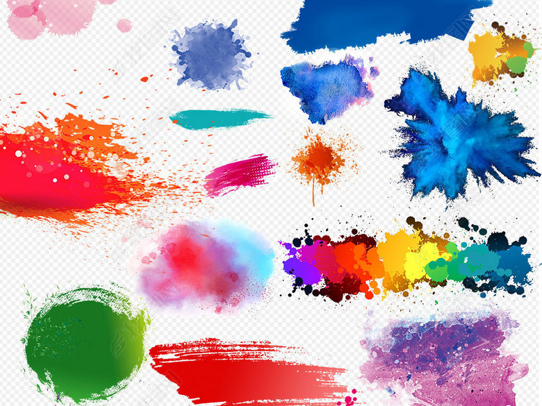 彩色喷绘飞溅喷墨涂鸦彩墨喷绘水墨素材图片下