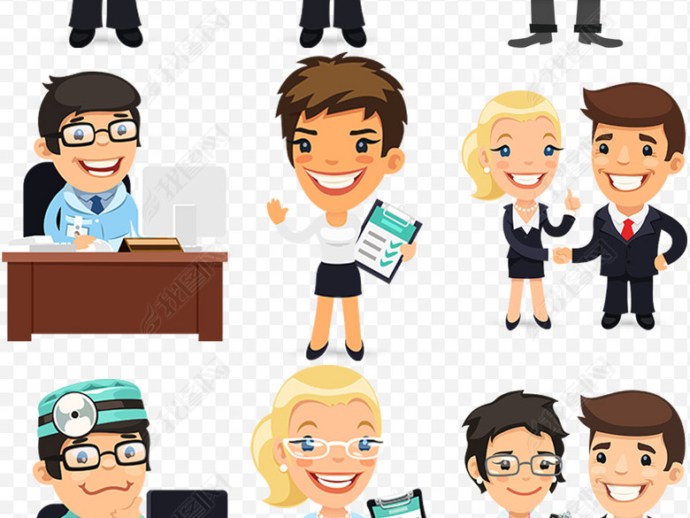 卡通外企国企公司员工主管职员教师形象免抠图