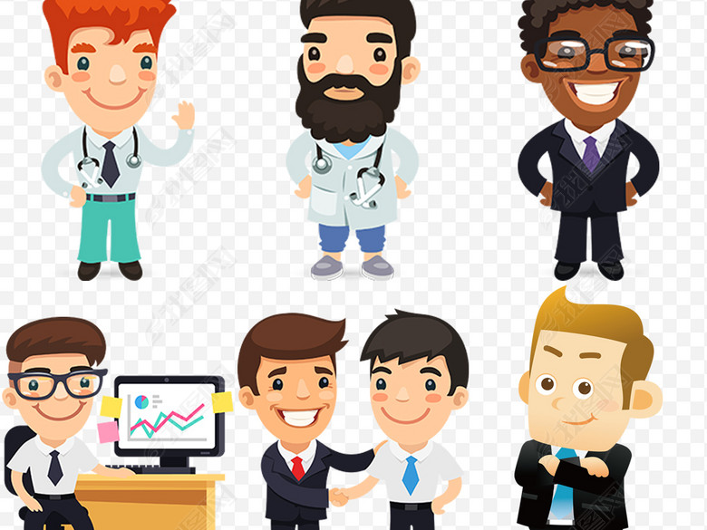 卡通外企国企公司员工主管职员教师形象免抠图