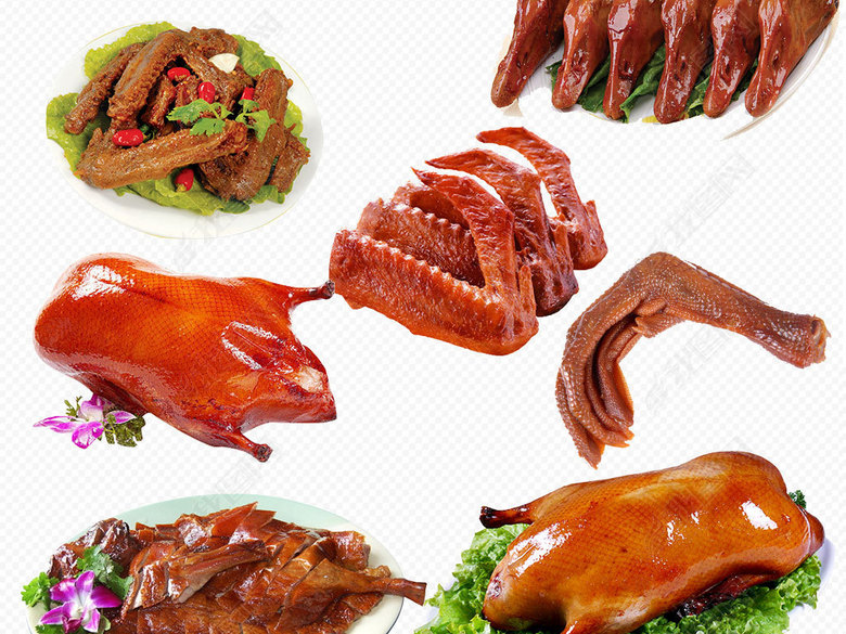 绝味周黑鸭鸭脖噜肉卤水鸭鸭舌PNG元素图片