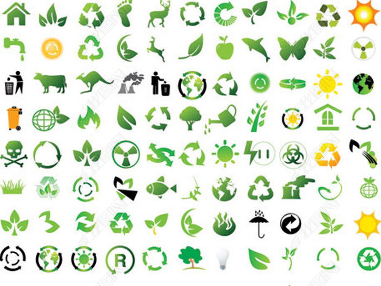 绿色环保图标有机生态食品环保标签标志LOG