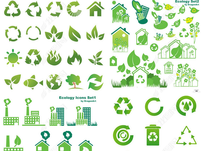 绿色环保图标有机生态食品环保标签标志LOG