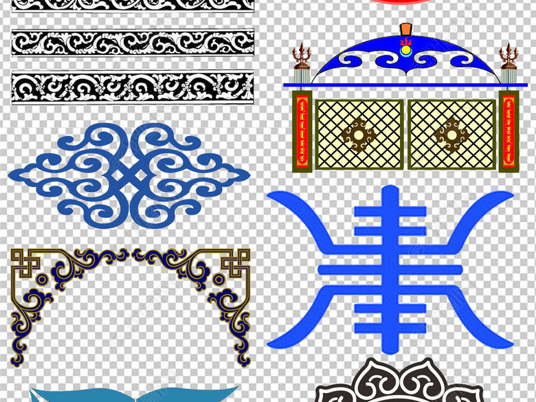蒙古花纹蒙元文化元素PNG米免扣素材图片下