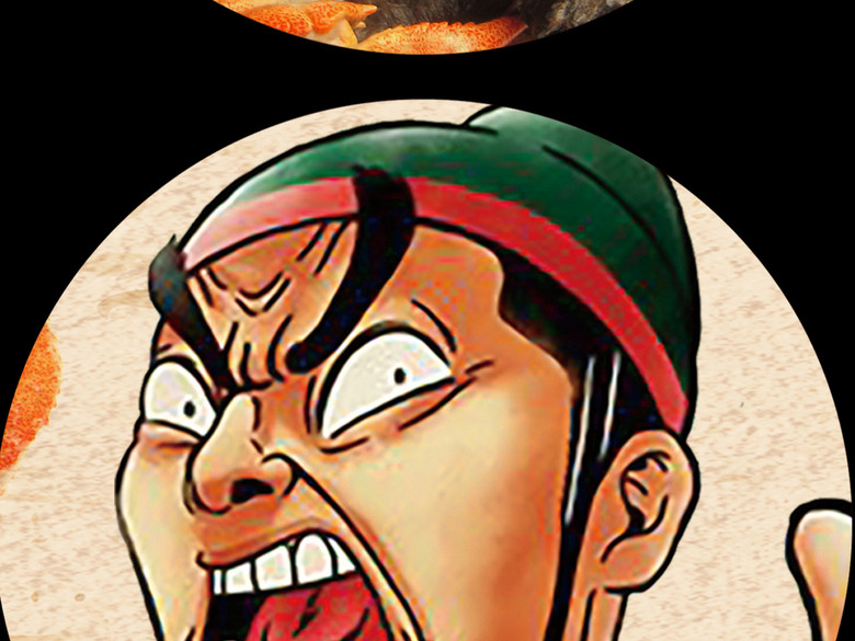 中国风复古手绘大闸蟹工装背景墙装饰画(图片