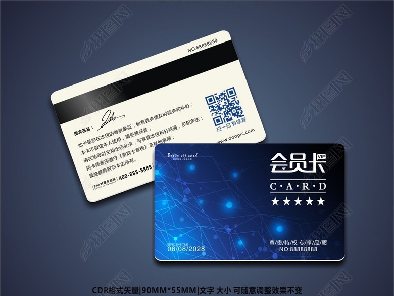 蓝色高端时尚VIP会员卡模板(图片编号:170729